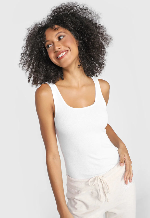 White Ribbed Tank Top