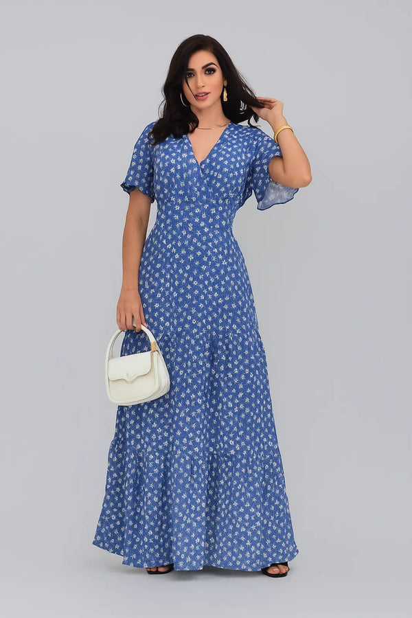 Long Dress Printed Blue