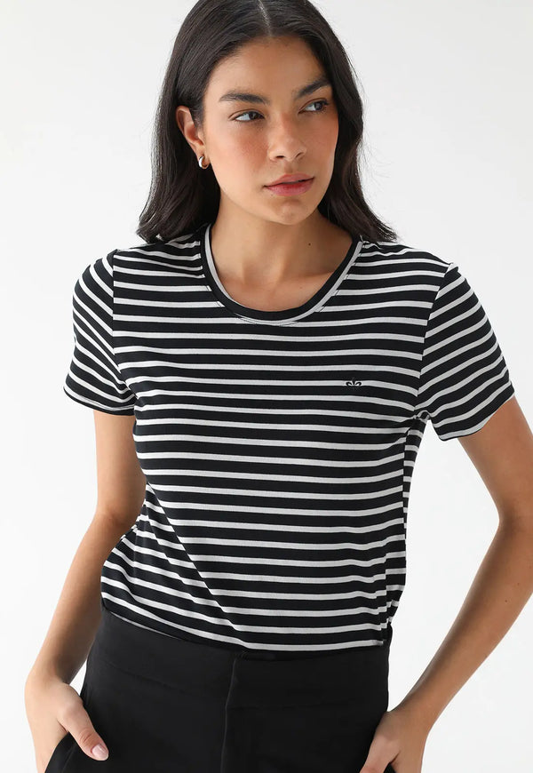 Black Striped Straight Blouse