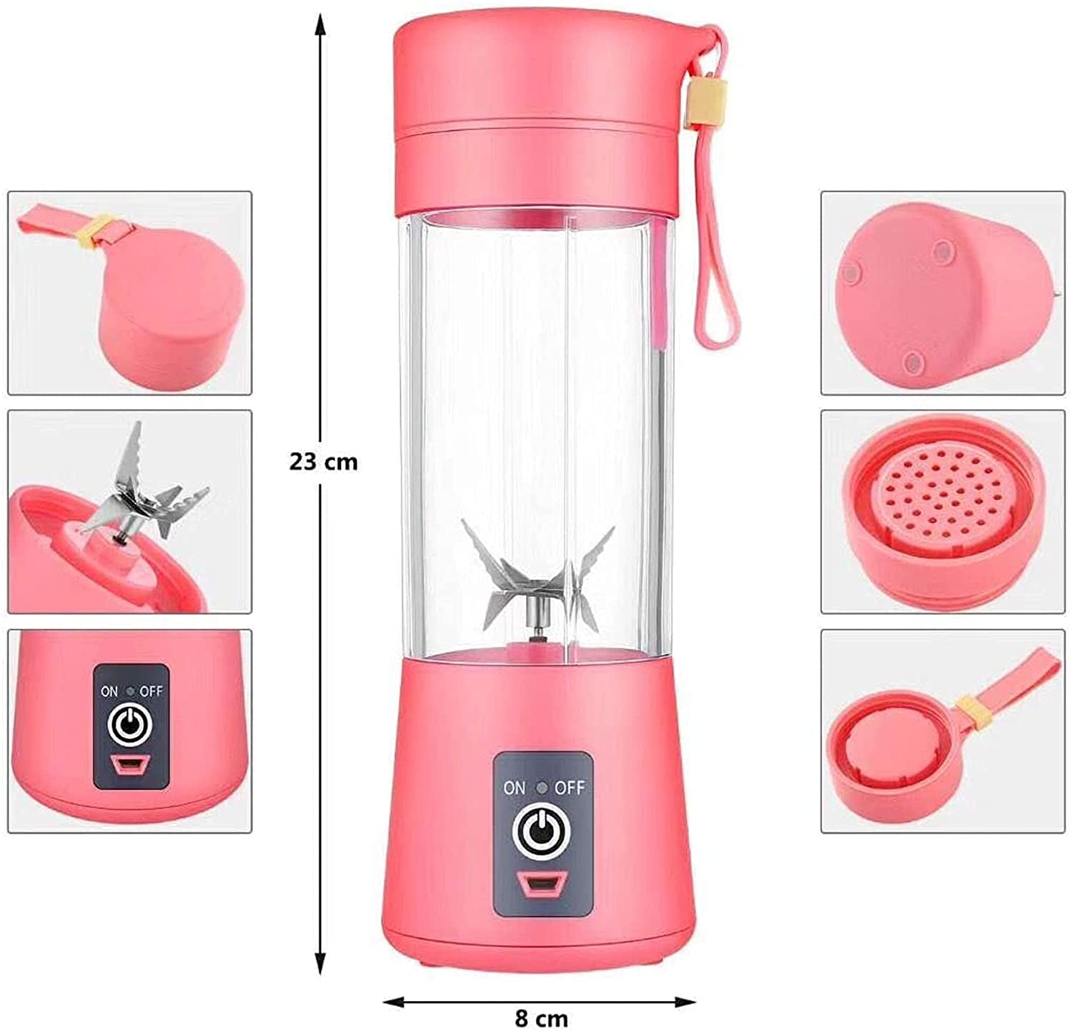 USB Chargeable Juicer Blender 6 Blades 380ml